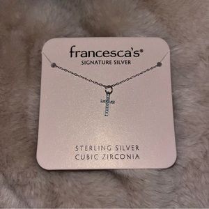 Francesca’s Sterling Silver Cubic Zirconia Cross Necklace